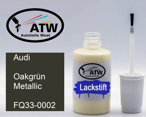 Audi, Oakgrün Metallic, FQ33-0002: 20ml Lackstift, von ATW Autoteile West.